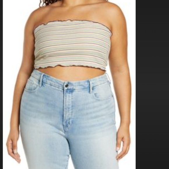NWOT BP Ivory Stripe Rib Tube Top (S)‎ - Picture 2 of 8